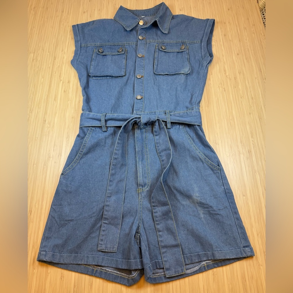 Imily Bela Sz S Belted Lightweight Denim Romper